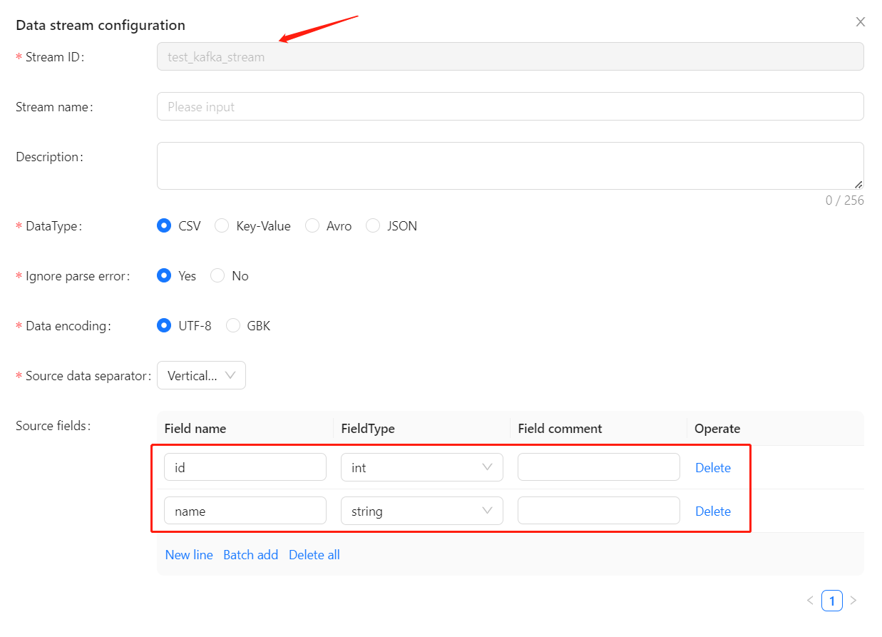 Create datastream